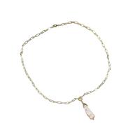 Freshwater Pearl Necklace, with Brass, 18K gold plated, fashion jewelry & for woman, Length:Approx 17.7 Inch, Sold By PC