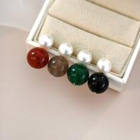 Pierścień z perłami słodkowodnymi, Perła naturalna słodkowodna, ze Agat, biżuteria moda & dla kobiety, dostępnych więcej kolorów, 11-12mm,8-9mm, sprzedane przez para
