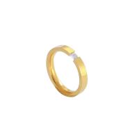 Titanium Čelik Finger Ring, modni nakit & različite veličine za izbor & micro utrti kubni cirkonij & za žene, zlatan, Prodano By PC