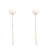 Brass Stud Earring, Butterfly, high quality plated, fashion jewelry & micro pave cubic zirconia & for woman & enamel, golden, nickel, lead & cadmium free, 67mm, Sold By Pair