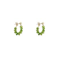 Zinc Alloy Stud Earring with Acrylic fashion jewelry & for woman green nickel lead & cadmium free 45mm Sold By Pair