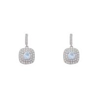 Brass Stud Earring high quality plated fashion jewelry & micro pave cubic zirconia & for woman silver color nickel lead & cadmium free Sold By Pair