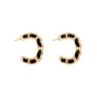 Tibetan Style Stud Earring, with PU Leather, high quality plated, fashion jewelry & for woman, golden, nickel, lead & cadmium free, 39x35mm, Sold By Pair