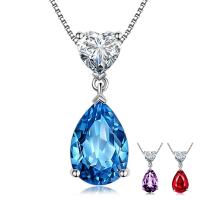 Cubic Zirconia Brass Pendants, with Cubic Zirconia, Teardrop, platinum plated, fashion jewelry & DIY & for woman & faceted, more colors for choice, nickel, lead & cadmium free, 8x22mm, Sold By PC