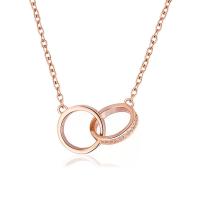 Brass Necklace, with 4cm extender chain, Donut, rose gold color plated, fashion jewelry & micro pave cubic zirconia & for woman, nickel, lead & cadmium free, 22x10.80mm, Length:Approx 43 cm, Sold By PC