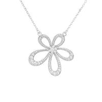 Brass Necklace, Flower, plated, fashion jewelry & micro pave cubic zirconia & for woman & hollow, more colors for choice, nickel, lead & cadmium free, 33x32mm, Length:Approx 40 cm, Sold By PC