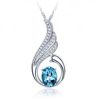 Cubic Zirconia Micro Pave Brass Pendant Cupronickel with Crystal platinum plated fashion jewelry & micro pave cubic zirconia & for woman & hollow blue nickel lead & cadmium free Sold By PC