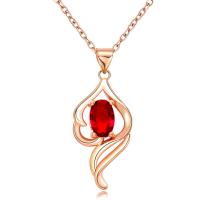 Cubic Zirconia Brass Pendants, with Cubic Zirconia, rose gold color plated, fashion jewelry & for woman, red, nickel, lead & cadmium free, 9.60x20mm, Sold By PC