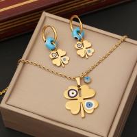 Evil Eye Jewelry Set 304 Stainless Steel with Resin with 1.97inch extender chain plated fashion jewelry & for woman golden Length Approx 15.75 Inch Approx 7.09 Inch Sold By PC