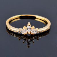 Brass Finger Ring Crown plated & micro pave cubic zirconia & for woman nickel lead & cadmium free Sold By PC