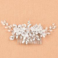 Decorative Hair Combs Zinc Alloy with Crystal fashion jewelry & for woman silver color nickel lead & cadmium free Sold By PC