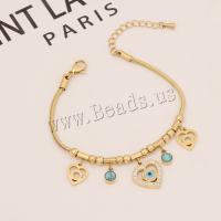 Stainless Steel Jewelry Bracelet 304 Stainless Steel with turquoise with 1.97inch extender chain plated & for woman & with rhinestone golden Length Approx 7.09 Inch Sold By PC