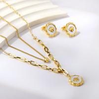 Fashion Stainless Steel Jewelry Sets 304 Stainless Steel with White Shell with 1.97inch extender chain Vacuum Ion Plating fashion jewelry & for woman golden 15mm Length Approx 14.96 Inch Approx 18.11 Inch Sold By PC