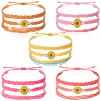 Fashion Create Wax Cord Bracelets, with Tibetan Style, handmade, three pieces & Bohemian style & adjustable & for woman & enamel, more colors for choice, Length:Approx 15-30 cm, Sold By Set