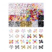 Acryl Schmuck Perlen, mit Kunststoff Kasten, DIY, gemischte Farben, 190x130x21mm, verkauft von Box