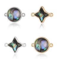 Brass Jewelry Connector with Abalone Shell plated DIY  & micro pave cubic zirconia nickel lead & cadmium free Sold By PC