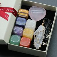 Colar de cristal, colar, with misto de pedras semi-preciosas, Sustentável, mais cores para a escolha, 68x88x30mm, vendido por box