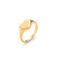 316L Stainless Steel Finger Ring 18K gold plated  & with letter pattern & for woman US Ring Sold By PC