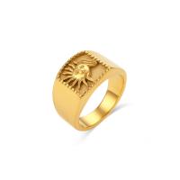 acero inoxidable 316L anillo, sol, chapado en oro de 18 K, Joyería & diverso tamaño para la opción & para mujer, tamaño:6-8, Vendido por UD
