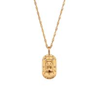 316L Stainless Steel Necklace with 2inch extender chain 12 Signs of the Zodiac real gold plated & micro pave cubic zirconia & for woman Length Approx 15.7 Inch Sold By PC