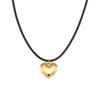 316L Stainless Steel Necklace, with PU Leather, with 2inch extender chain, Heart, Vacuum Ion Plating, fashion jewelry & for woman, more colors for choice, Length:Approx 15.7 Inch, Sold By PC