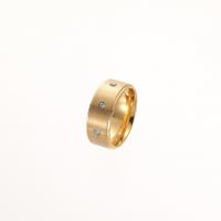 304 Stainless Steel Finger Ring Vacuum Ion Plating Unisex & with rhinestone 8mm US Ring Sold By PC