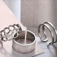 304 Stainless Steel Cuff Finger Ring Unisex original color Sold By PC