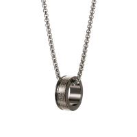 Acier inoxydable 304 collier, avec Pendentif en alliage de zinc, forme d'anneau, bijoux de mode & avec le motif de lettre & pour homme, Longueur:Environ 23.6 pouce, Vendu par PC