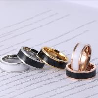 304 nehrđajućeg čelika Finger Ring, bez spolne razlike & različite veličine za izbor & epoksi naljepnica, više boja za izbor, 6mm, Veličina:6-12, Prodano By PC