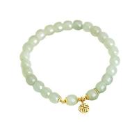 Glass Bracelet with Zinc Alloy gold color plated Imitation Hetian Jade & fashion jewelry & for woman Length Approx 6 Inch Sold By PC