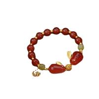 Glass Bracelet, with Tibetan Style, Rabbit, gold color plated, fashion jewelry & imitation agate & for woman, Length:Approx 6 Inch, Sold By PC