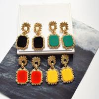 Tibetan Style Drop Earring, with Resin, Geometrical Pattern, gold color plated, Korean style & for woman, more colors for choice, 40x70mm, Sold By Pair