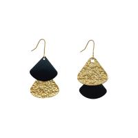 Tibetan Style Drop Earring, Triangle, gold color plated, fashion jewelry & stoving varnish & for woman, 55mm, Sold By Pair