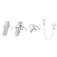 Kobber Nail Ring, platin farve forgyldt, 4 stykker & mode smykker & for kvinde & med rhinestone, 10-17mm, Solgt af sæt