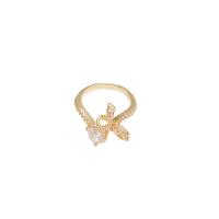 Ring Finger mosiądz, Platerowane w kolorze złota, biżuteria moda & dla kobiety & z kamieniem, bez zawartości niklu, ołowiu i kadmu, 2.1cm, sprzedane przez PC