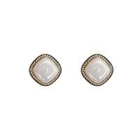 Zinc Alloy Stud Earring with Plastic Pearl high quality plated fashion jewelry & for woman & with rhinestone nickel lead & cadmium free Sold By Pair