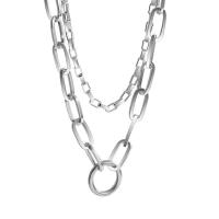 Zinc Alloy Sweater Chain Necklace with 4.7cm extender chain high quality plated Double Layer & fashion jewelry & for woman silver color nickel lead & cadmium free Length Approx 63.2 cm Sold By PC