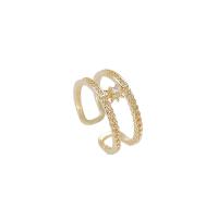 Cubique anneau en laiton Circonia Micro Pave, Plaqué d'or, bijoux de mode & pavé de micro zircon & pour femme, doré, protéger l'environnement, sans nickel, plomb et cadmium, Vendu par PC