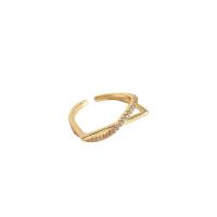 Brass Finger Ring, gold color plated, fashion jewelry & for woman & with rhinestone, nickel, lead & cadmium free, Sold By PC