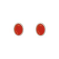 Zinklegierung Ohrstecker, mit Harz & Kunststoff Perlen, hochwertige plattiert und nie verblassen, Modeschmuck & für Frau, rot, frei von Nickel, Blei & Kadmium, 24x18mm, verkauft von Paar