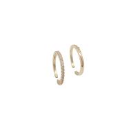 Модное кольцо из латуни, Латунь, плакированный настоящим золотом, 2 шт. & ювелирные изделия моды & инкрустированное микро кубического циркония & Женский, Золотой, не содержит никель, свинец, продается указан