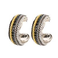 Zinc Alloy Stud Earring silver color plated fashion jewelry & for woman & with rhinestone nickel lead & cadmium free Sold By Pair
