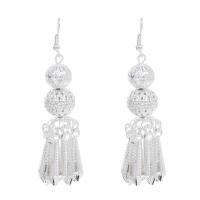 Tibetan Style Drop Earrings, polished, fashion jewelry & for woman, silver color, 80x25mm, Sold By Pair