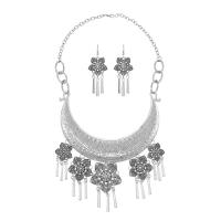 Zinklegierung Schmucksets, Ohrring & Halskette, poliert, 2 Stück & Modeschmuck & für Frau, Silberfarbe, verkauft von setzen