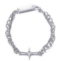 Bracelet en alliage de zinc, Placage de couleur argentée, bijoux de mode & pour femme & avec strass, argent, Longueur:19.8 cm, Vendu par PC