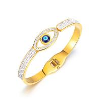 Bracelet Evil Eye bijoux, Acier inoxydable 304, bijoux de mode & pavé de micro zircon & pour femme & émail, plus de couleurs à choisir, 170mm, Vendu par PC
