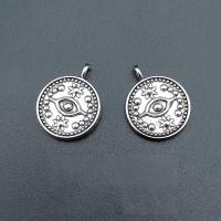 Tibetan Style Flat Round Pendants, antique silver color plated, vintage & DIY, nickel, lead & cadmium free, 18x15mm, Approx 100PCs/Bag, Sold By Bag