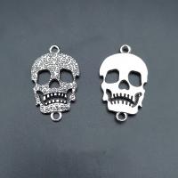 Skull Tibetan Style Connector, antique silver color plated, vintage & DIY & 1/1 loop & hollow, nickel, lead & cadmium free, 36x22mm, Approx 100PCs/Bag, Sold By Bag