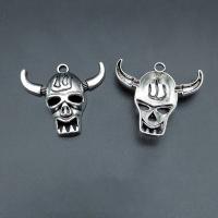 Tibetan Style Skull Pendants, antique silver color plated, vintage & DIY, nickel, lead & cadmium free, 34x31mm, Approx 100PCs/Bag, Sold By Bag