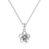 Cubic Zirconia Brass Pendants with Cubic Zirconia Flower platinum plated fashion jewelry & for woman & faceted clear nickel lead & cadmium free Sold By PC